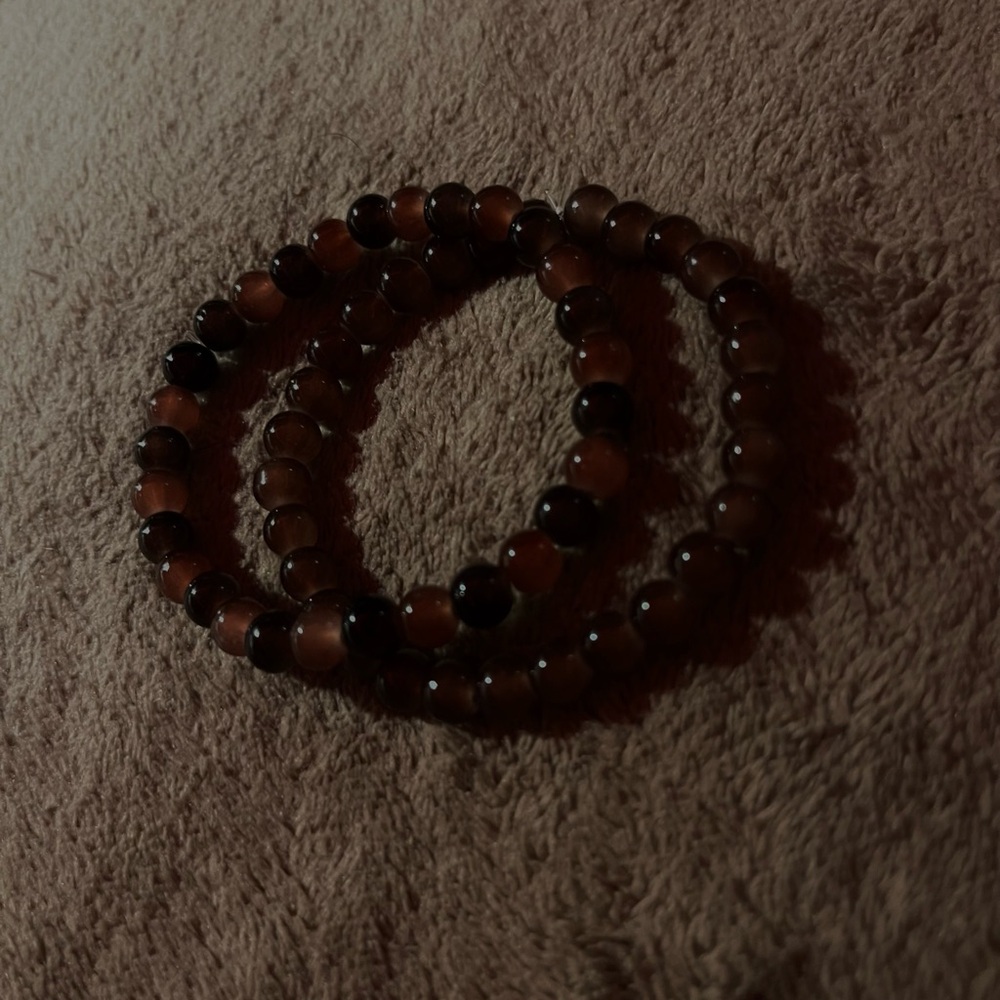 Elegant Brown Beaded Bracelet Set